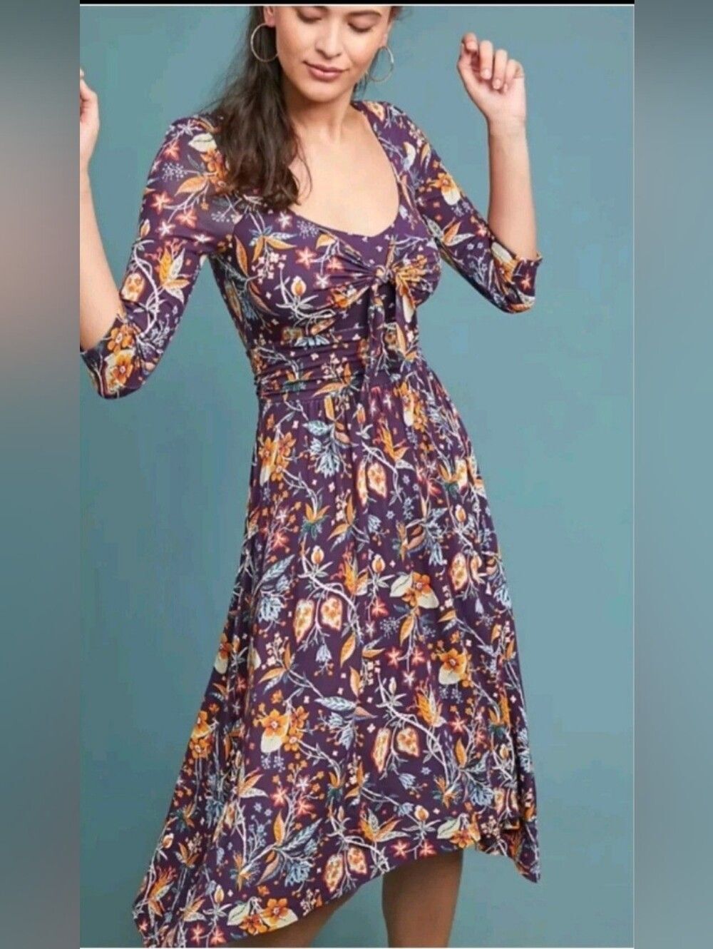 NWT Anthropologie Maeve Empire Waist Beloved Floral  Dress size L